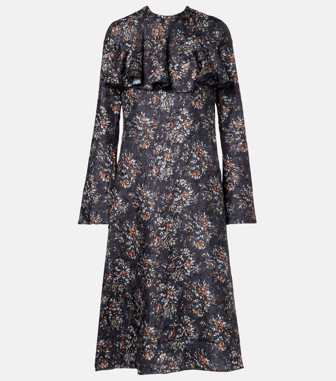 Floral ruffled midi dress | Ganni