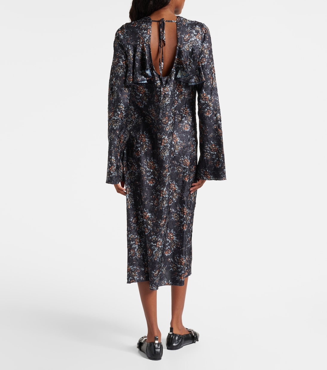 Floral ruffled midi dress | Ganni