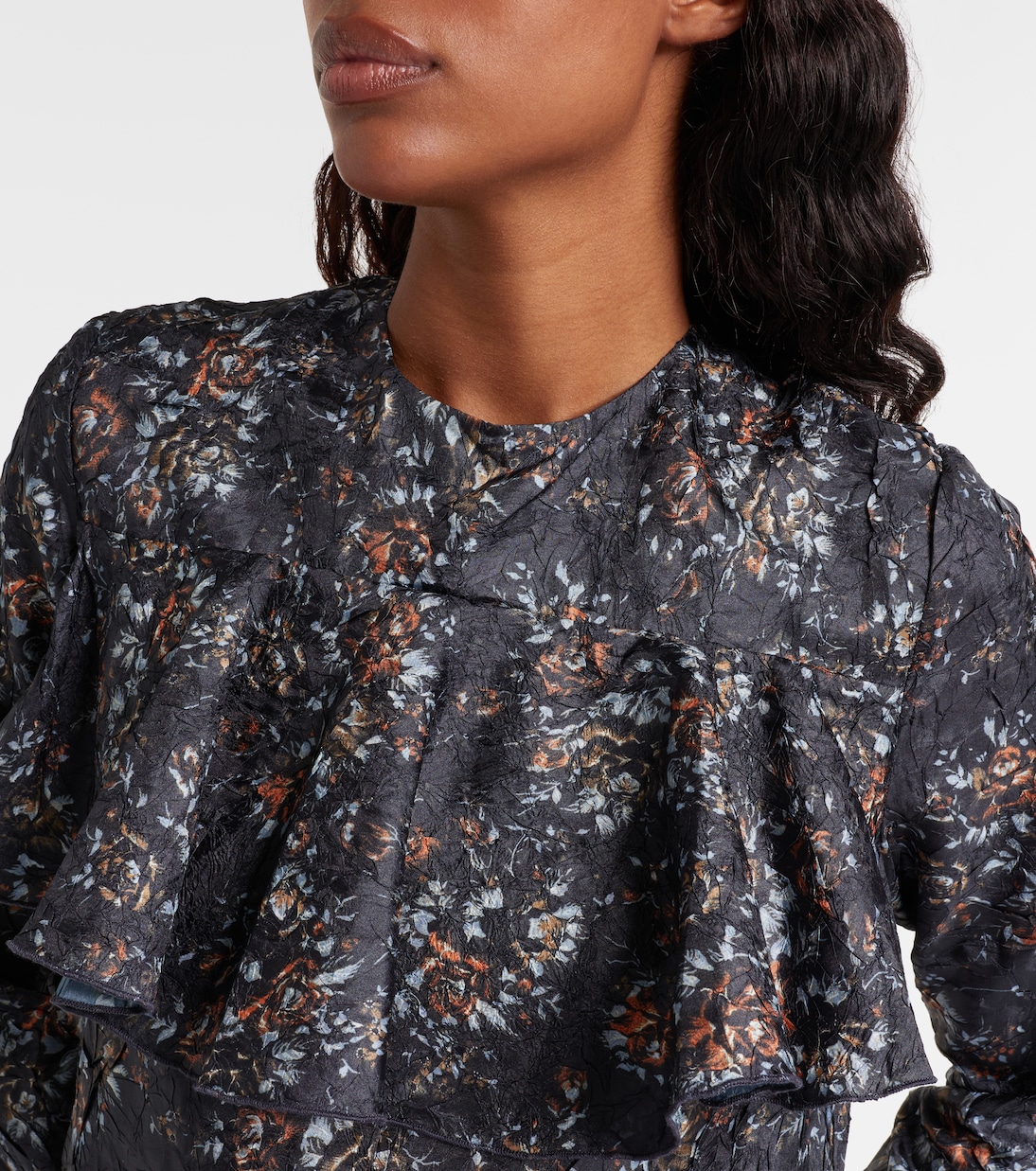 Floral ruffled midi dress | Ganni
