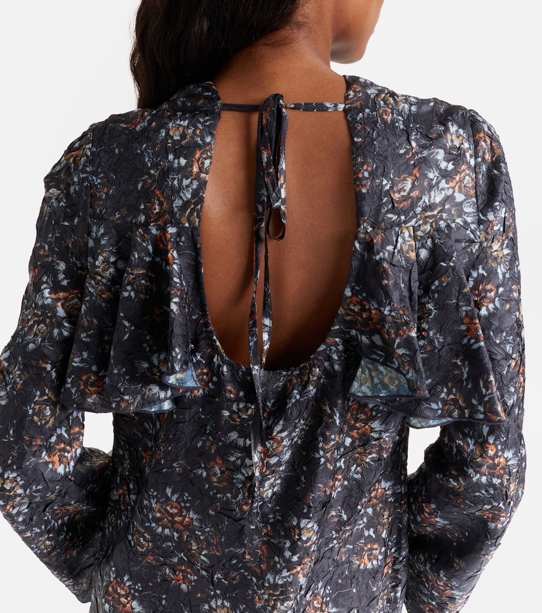 Floral ruffled midi dress | Ganni