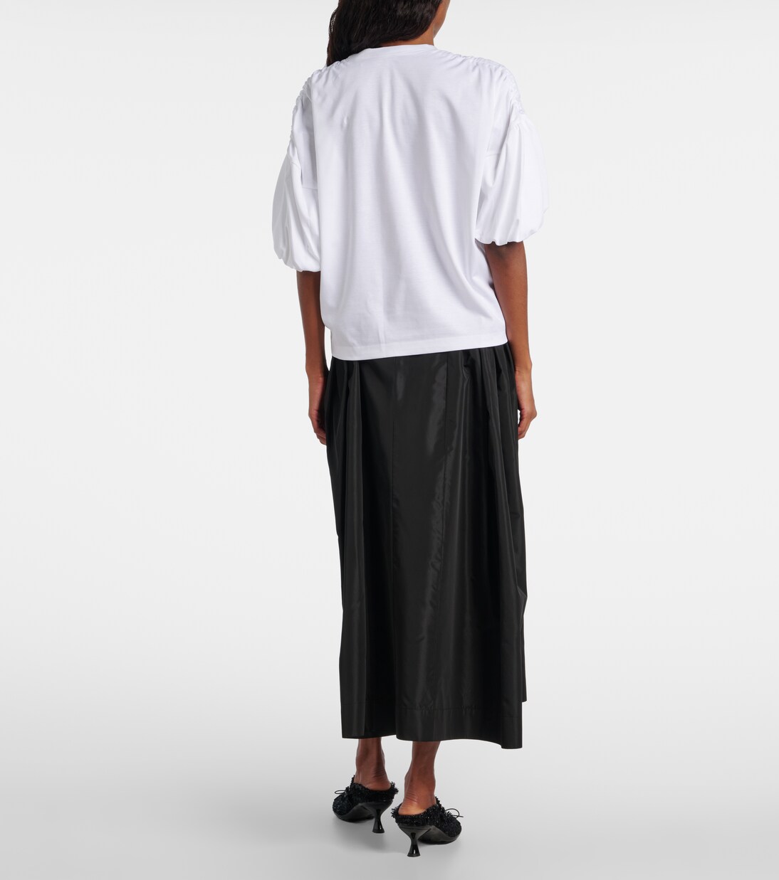 Gathered cotton jersey T-shirt | Noir Kei Ninomiya