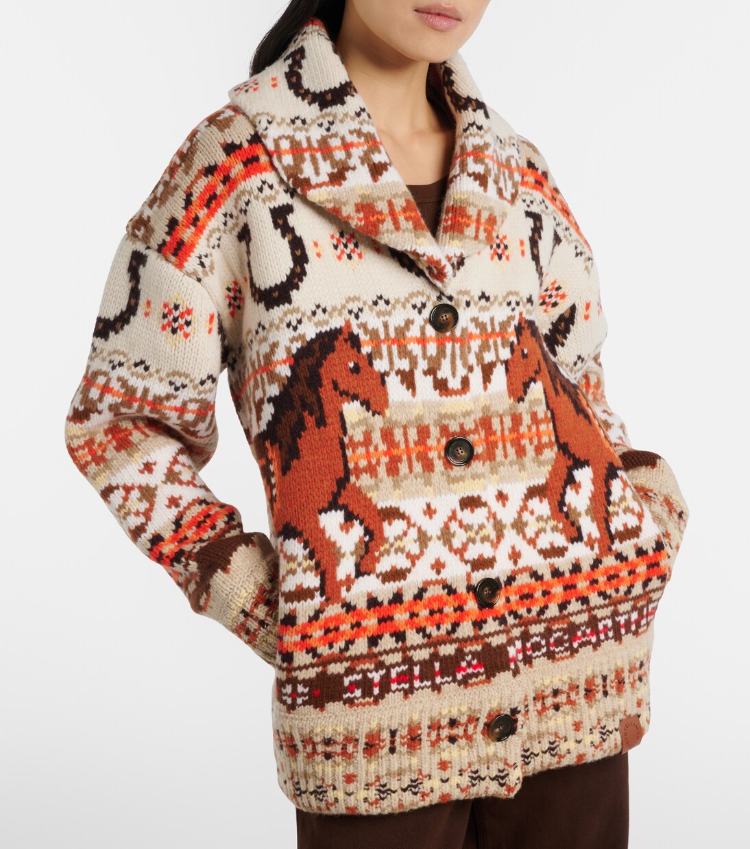 Intarsia oversized virgin wool cardigan | Stella McCartney