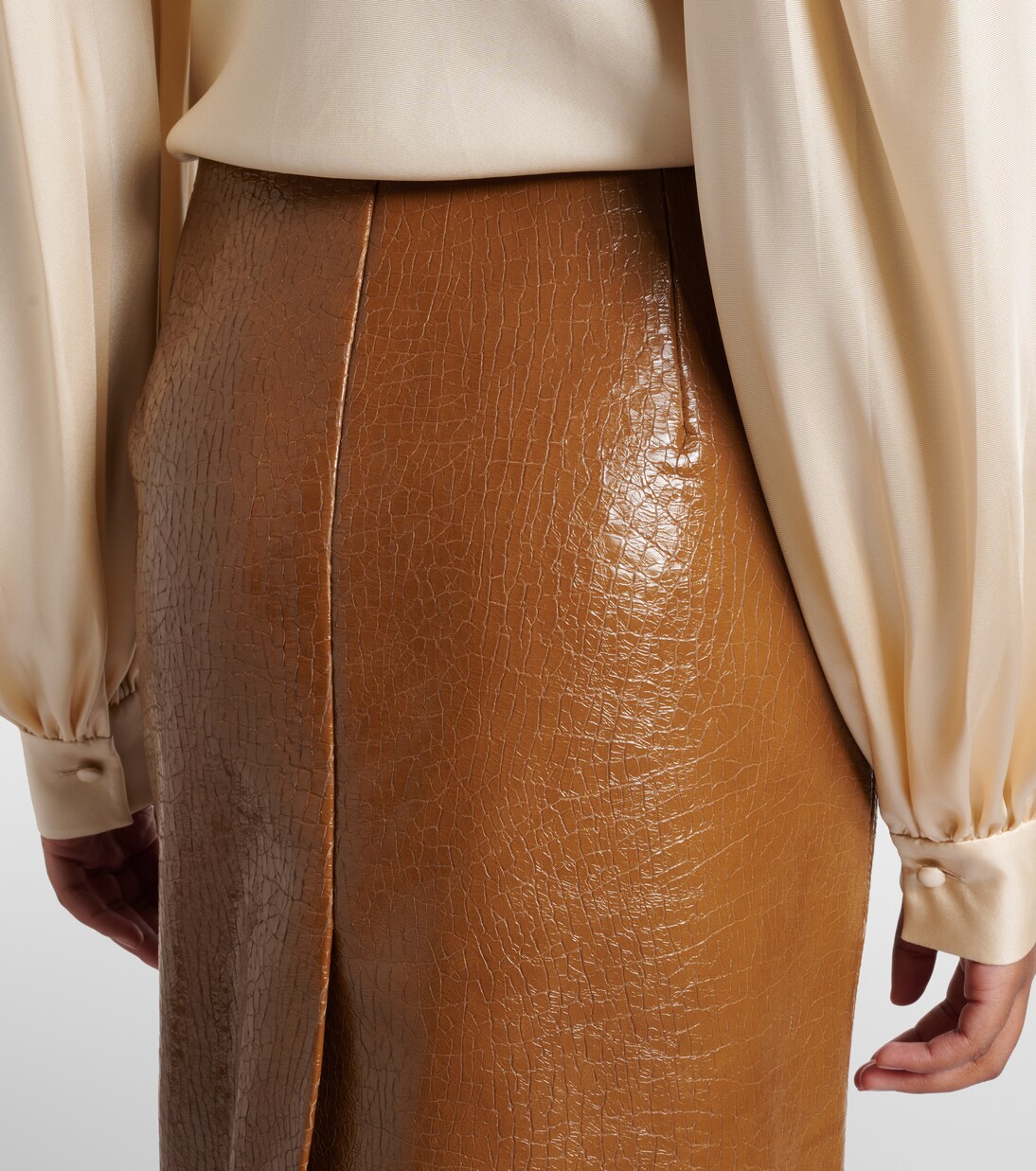 Embossed leather pencil skirt | Gucci