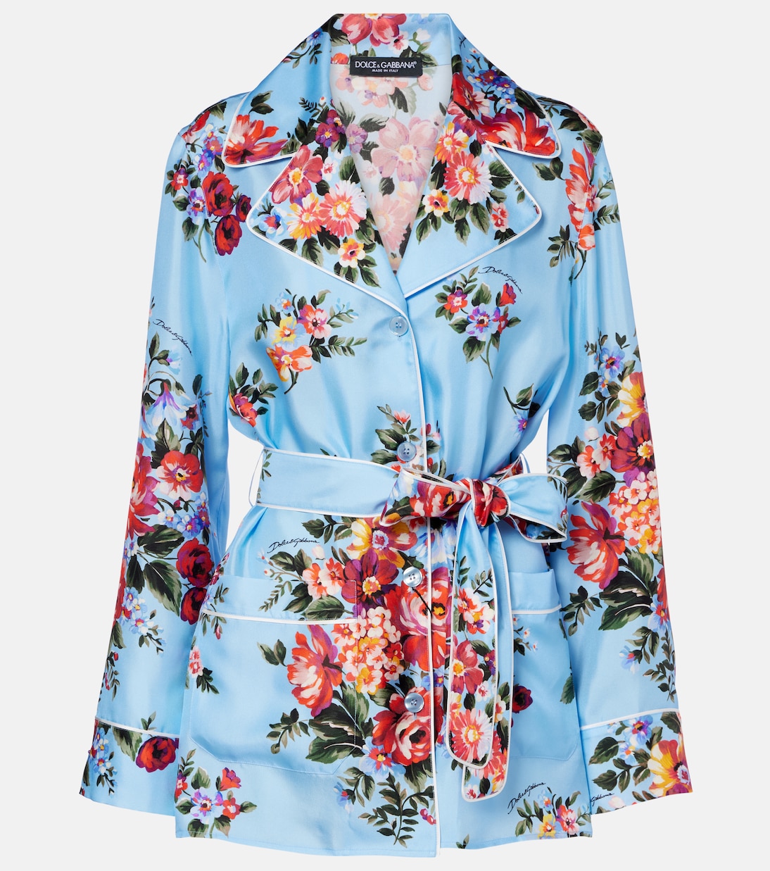 Floral belted silk blouse | Dolce&Gabbana