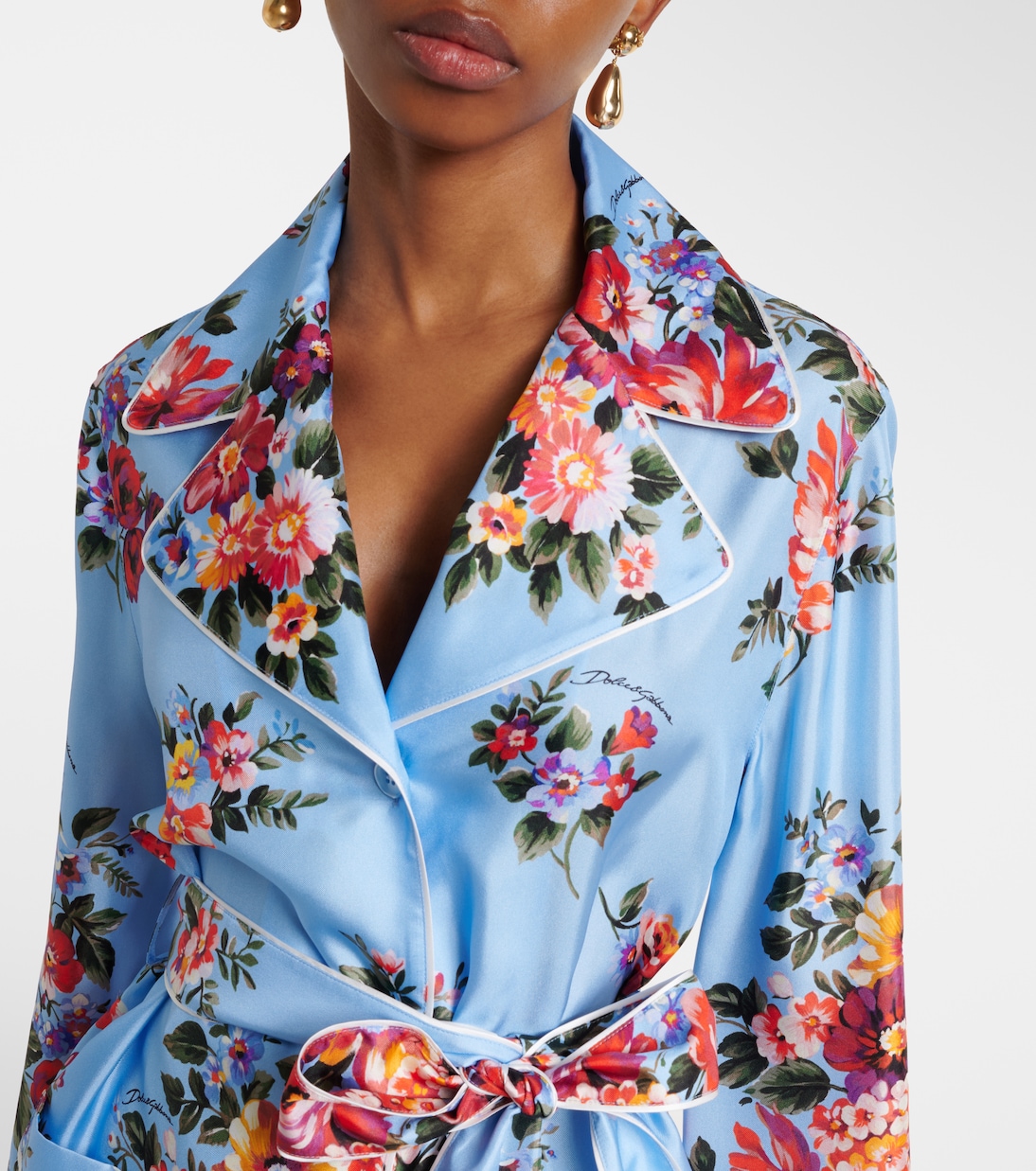 Floral belted silk blouse | Dolce&Gabbana