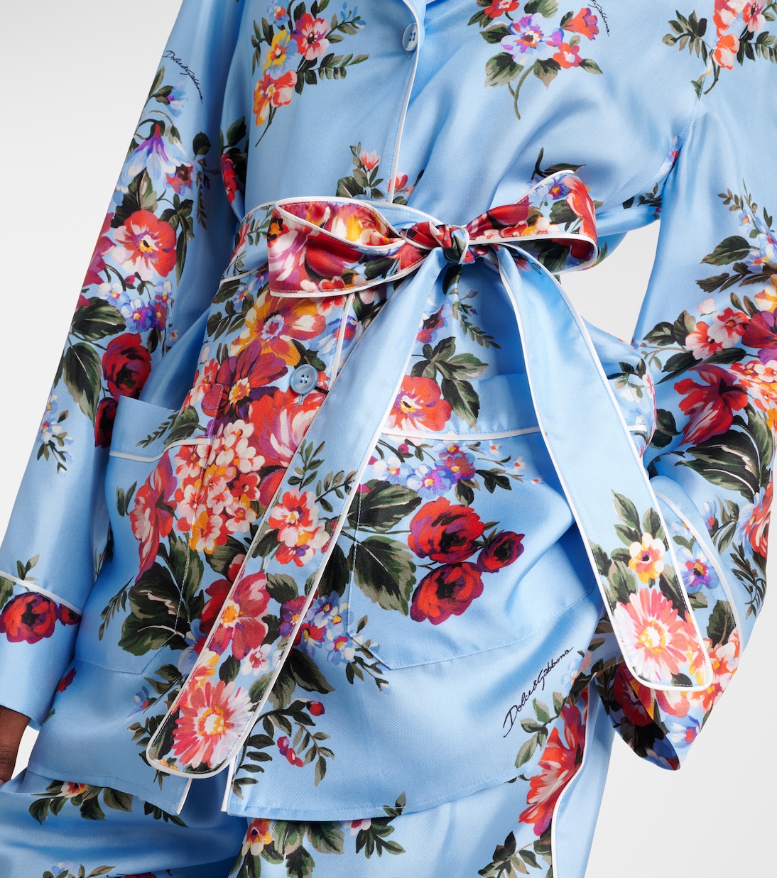 Floral belted silk blouse | Dolce&Gabbana