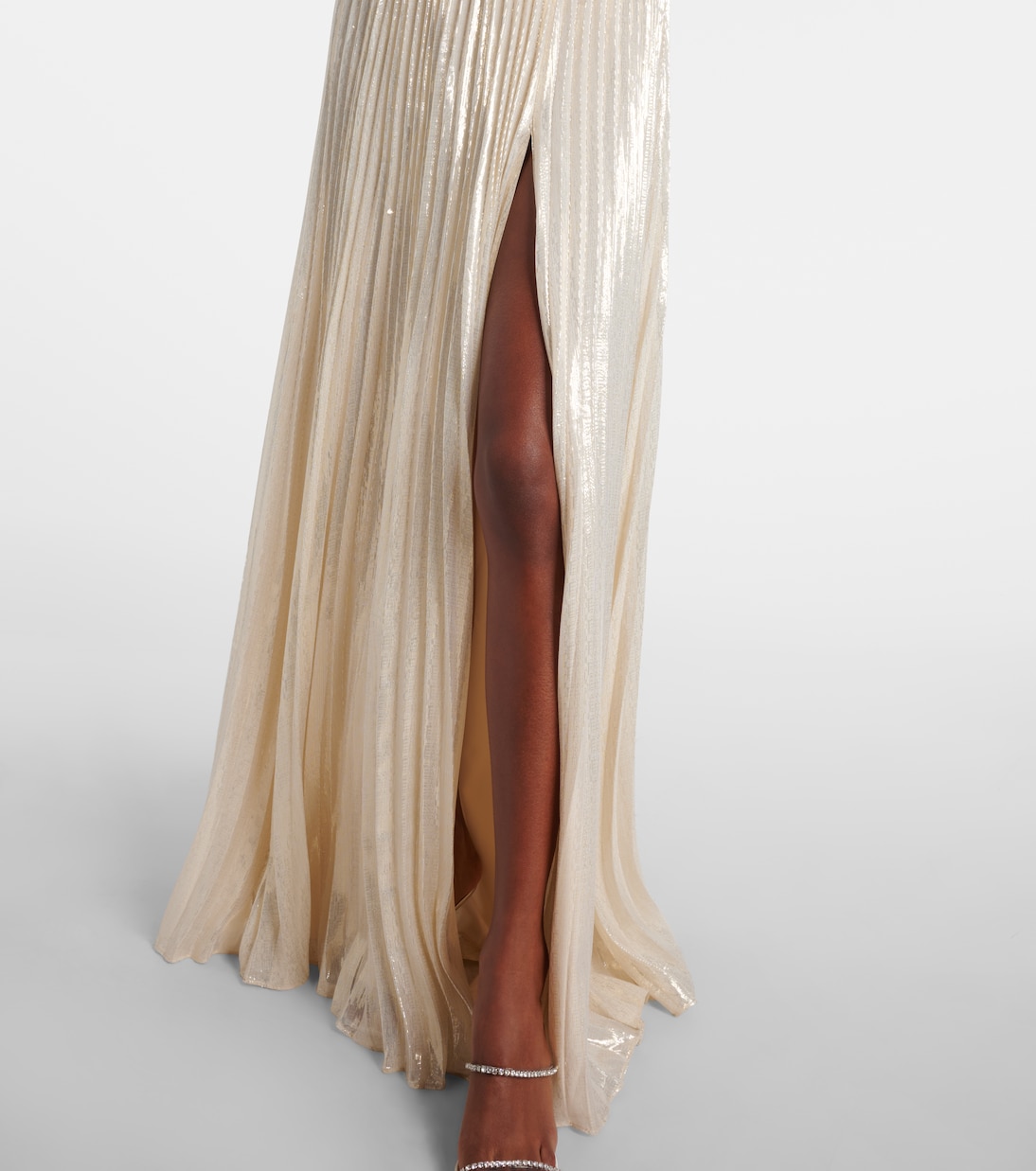 Asymmetric draped silk-blend chiffon maxi dress | Self-Portrait