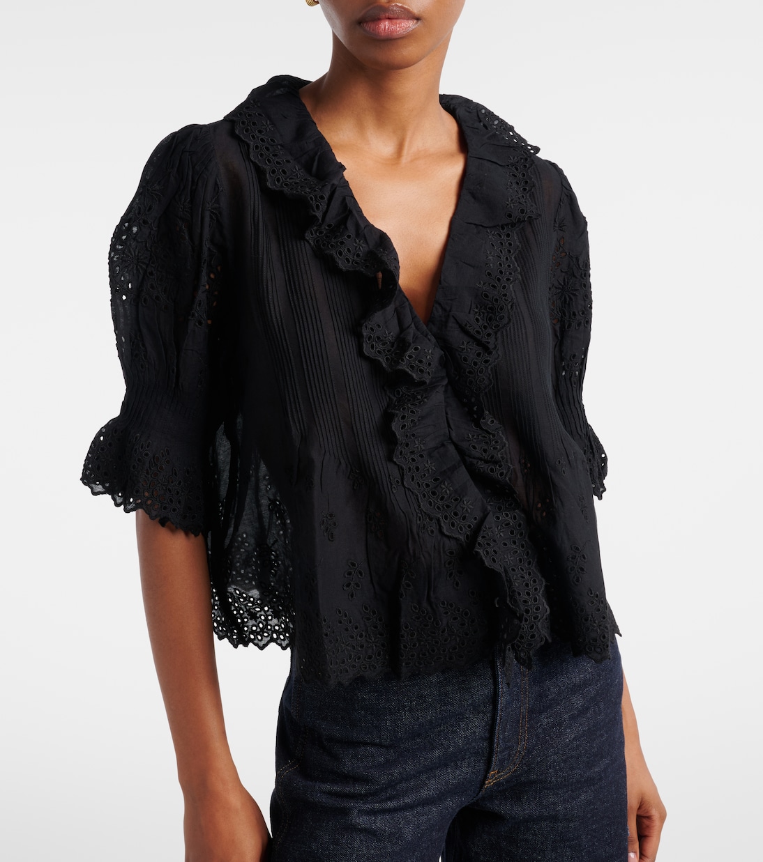 Henri pointelle cotton top | Dôen