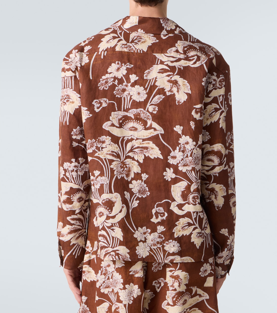 Floral tie-neck linen shirt | Commas