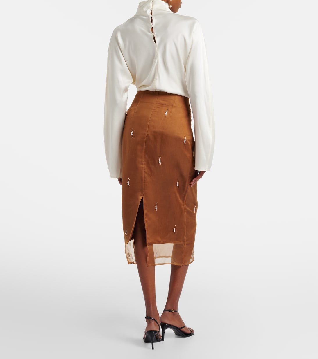 Embellished silk organza midi skirt | Róhe