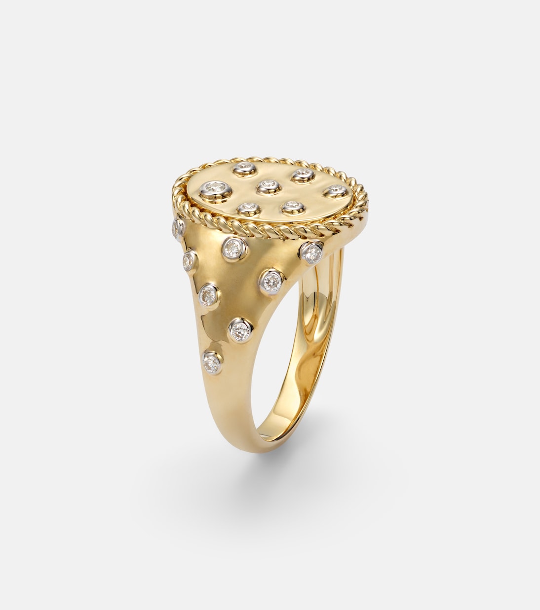 Bague Plumetis en or 9 ct et diamants | Yvonne Léon