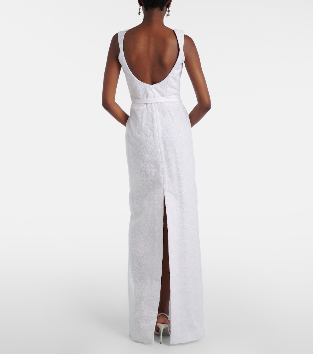 Sposa - Abito lungo Robin in jacquard con stampa floreale | Markarian