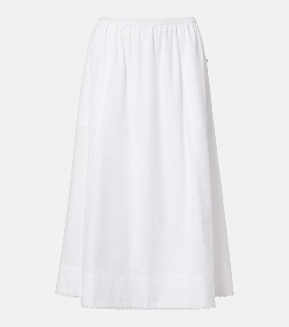 Scalloped cotton poplin midi skirt | Vince