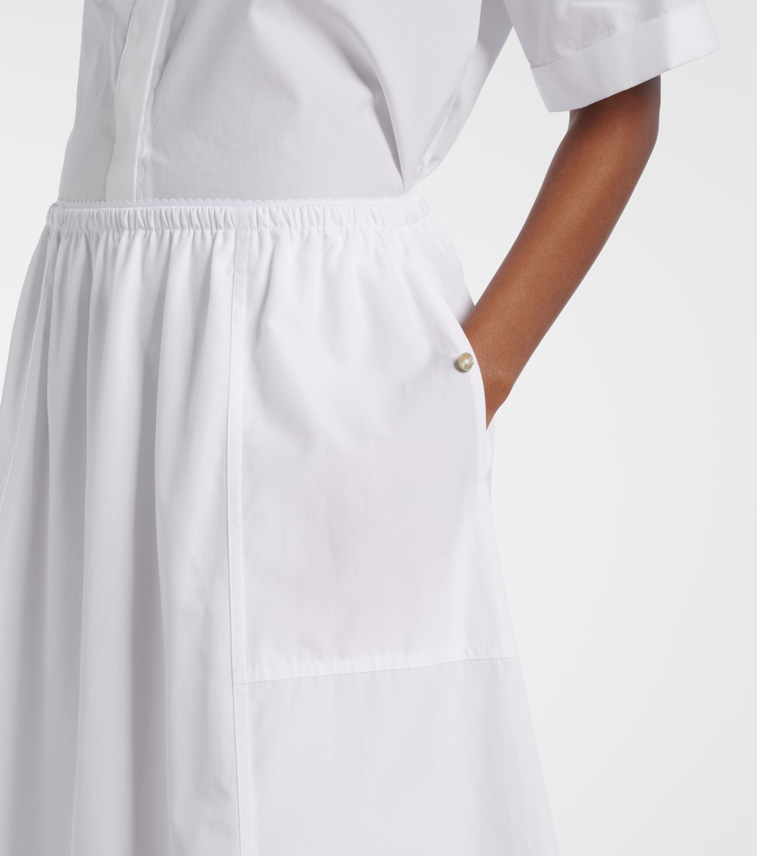 Scalloped cotton poplin midi skirt | Vince