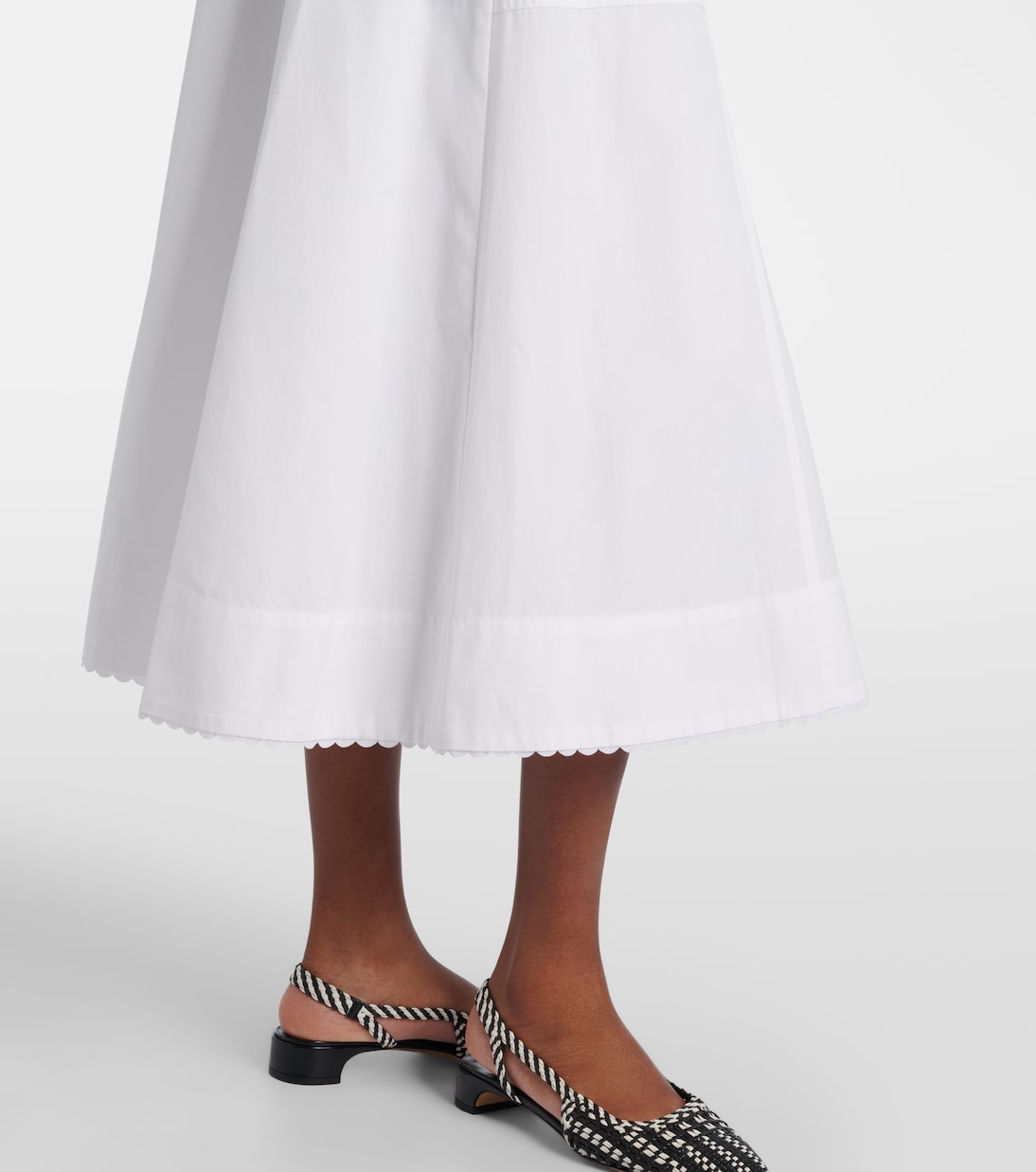 Scalloped cotton poplin midi skirt | Vince