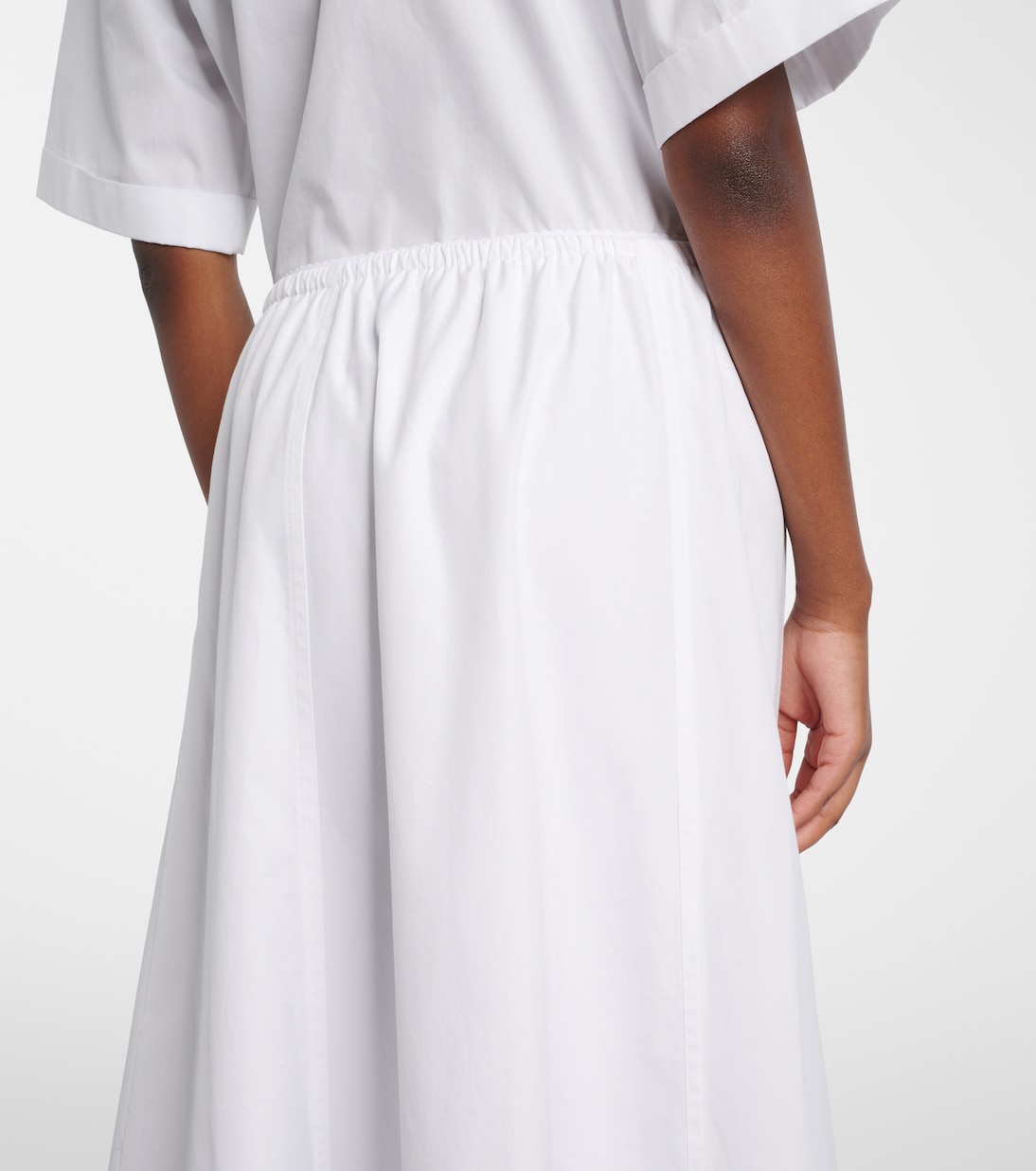 Scalloped cotton poplin midi skirt | Vince