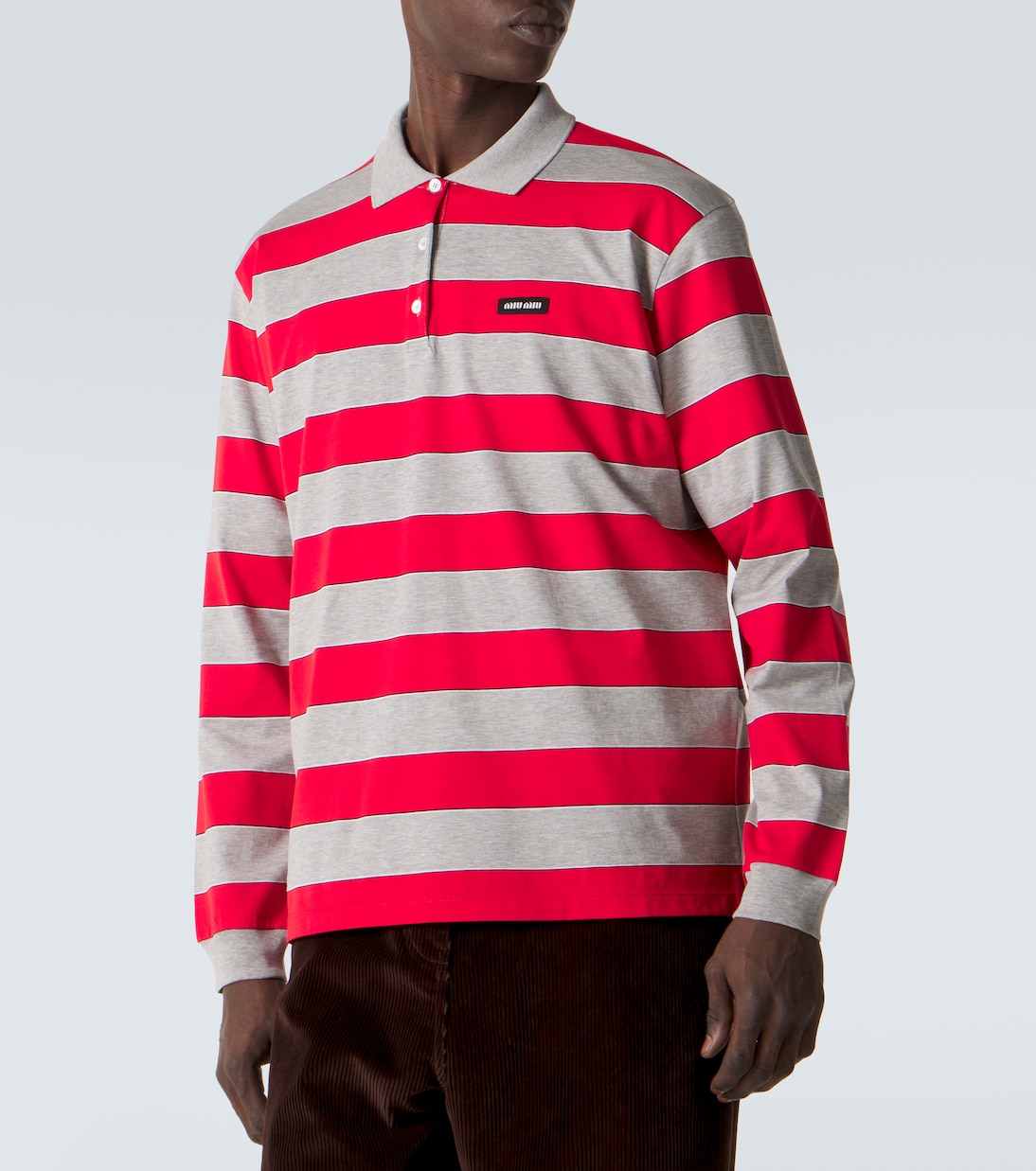 Striped cotton jersey polo shirt | Miu Miu