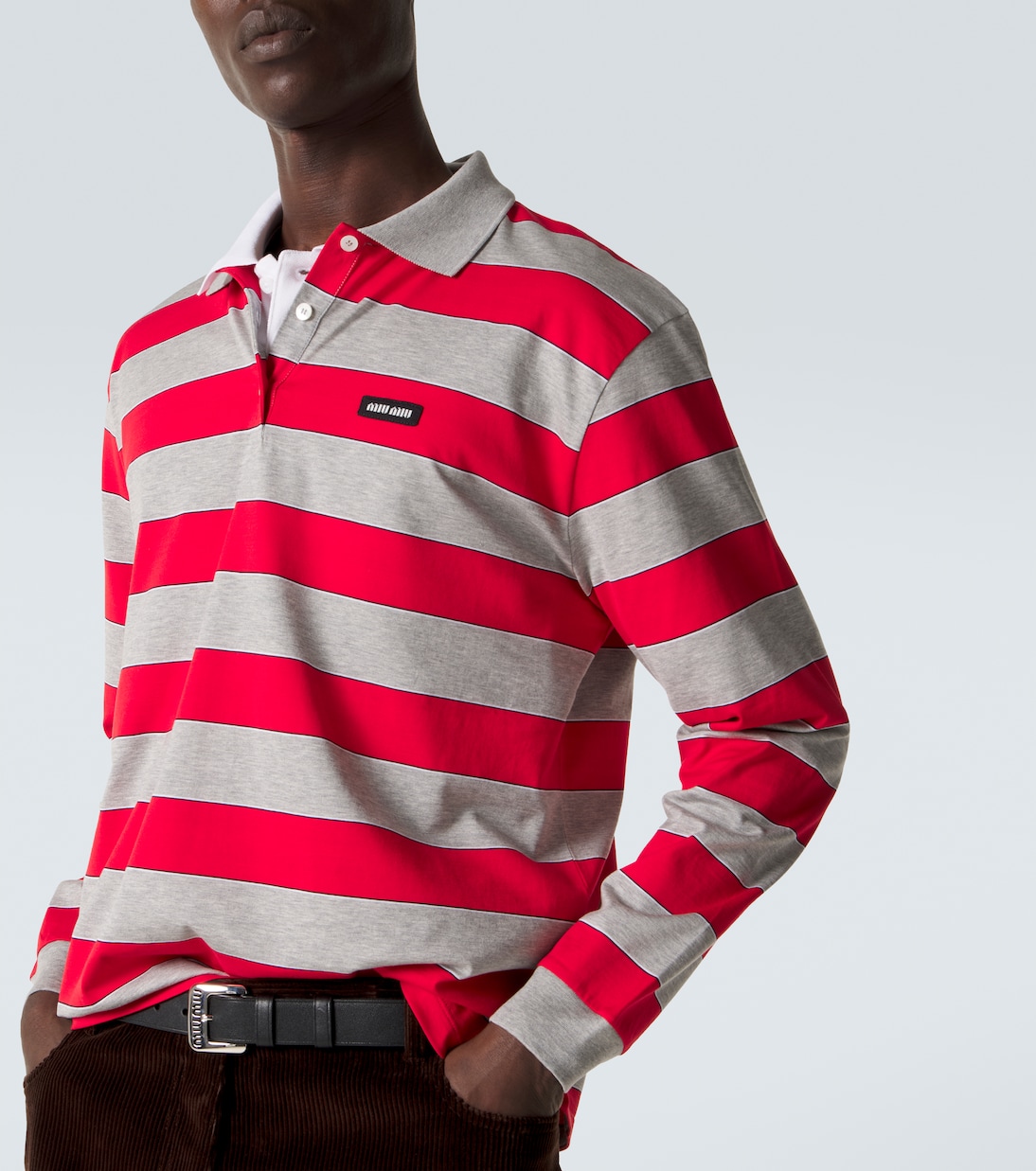 Striped cotton jersey polo shirt | Miu Miu