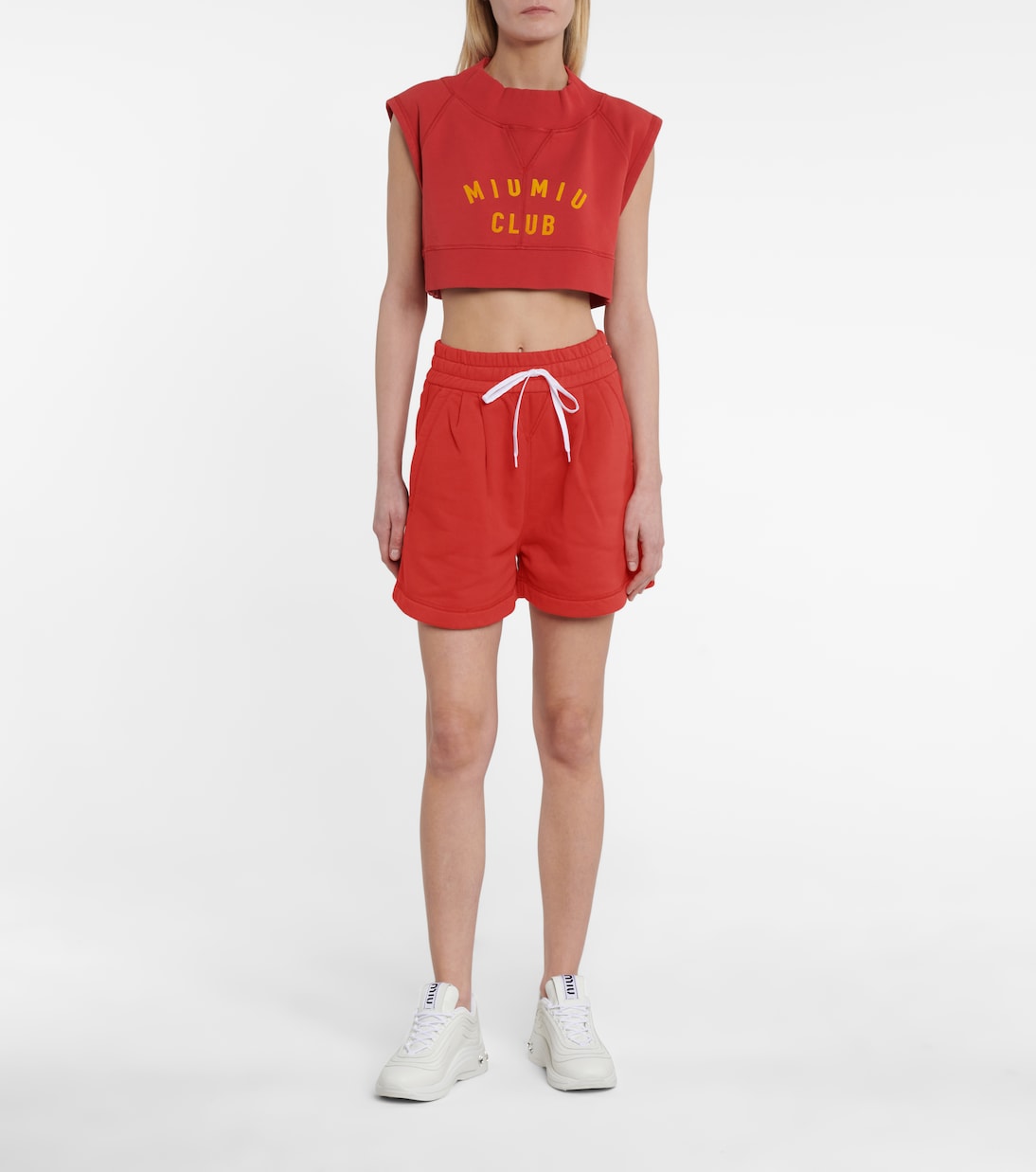 Drawstring cotton shorts | Miu Miu