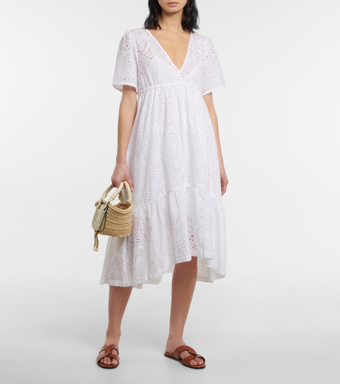 Broderie anglaise cotton midi dress | Heidi Klein
