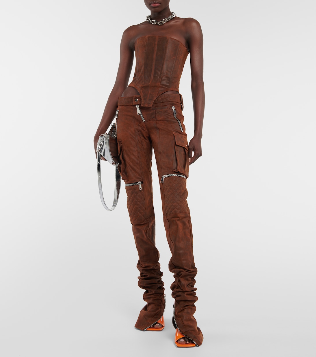 Distressed leather bustier | LaQuan Smith
