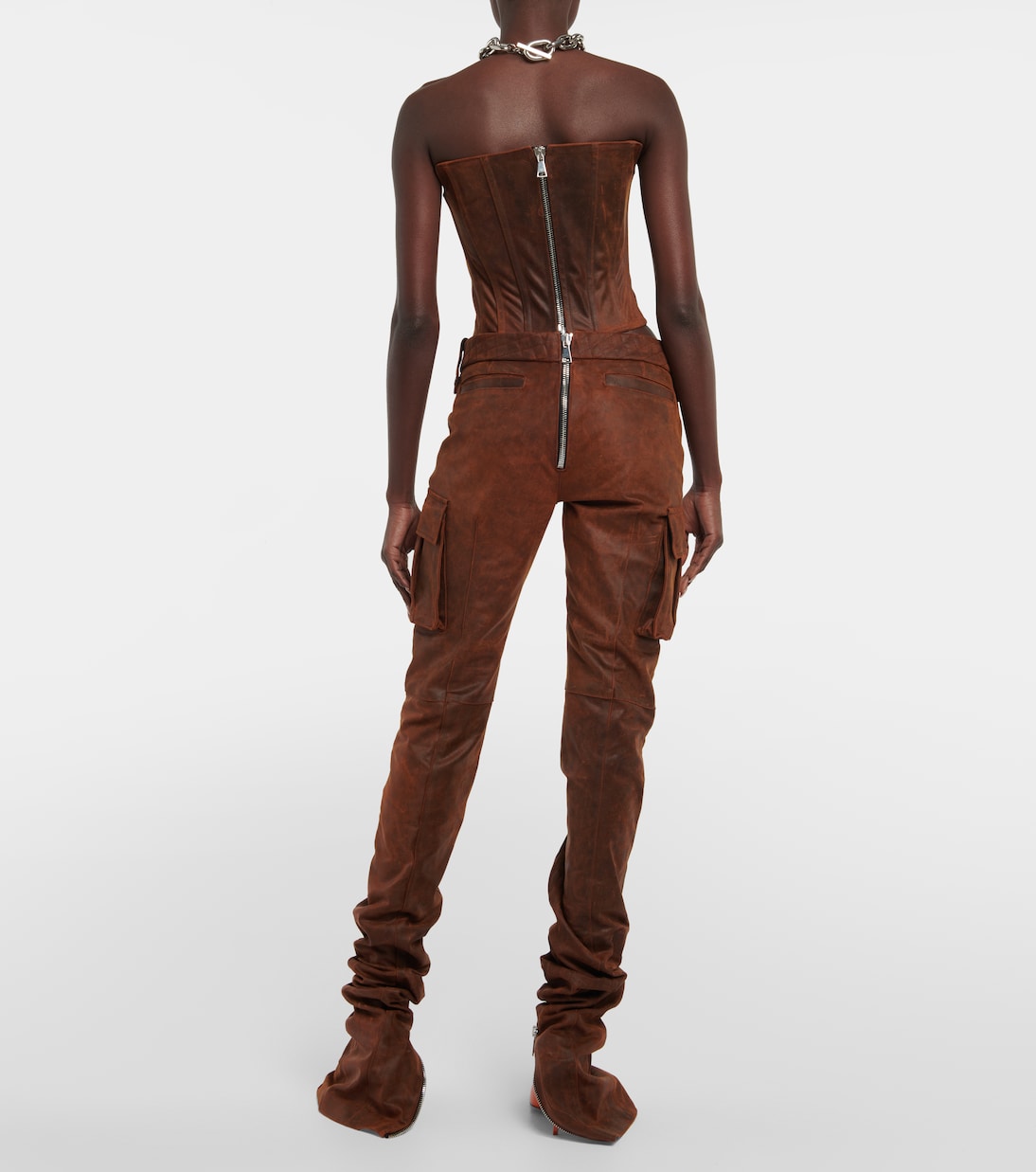 Distressed leather bustier | LaQuan Smith