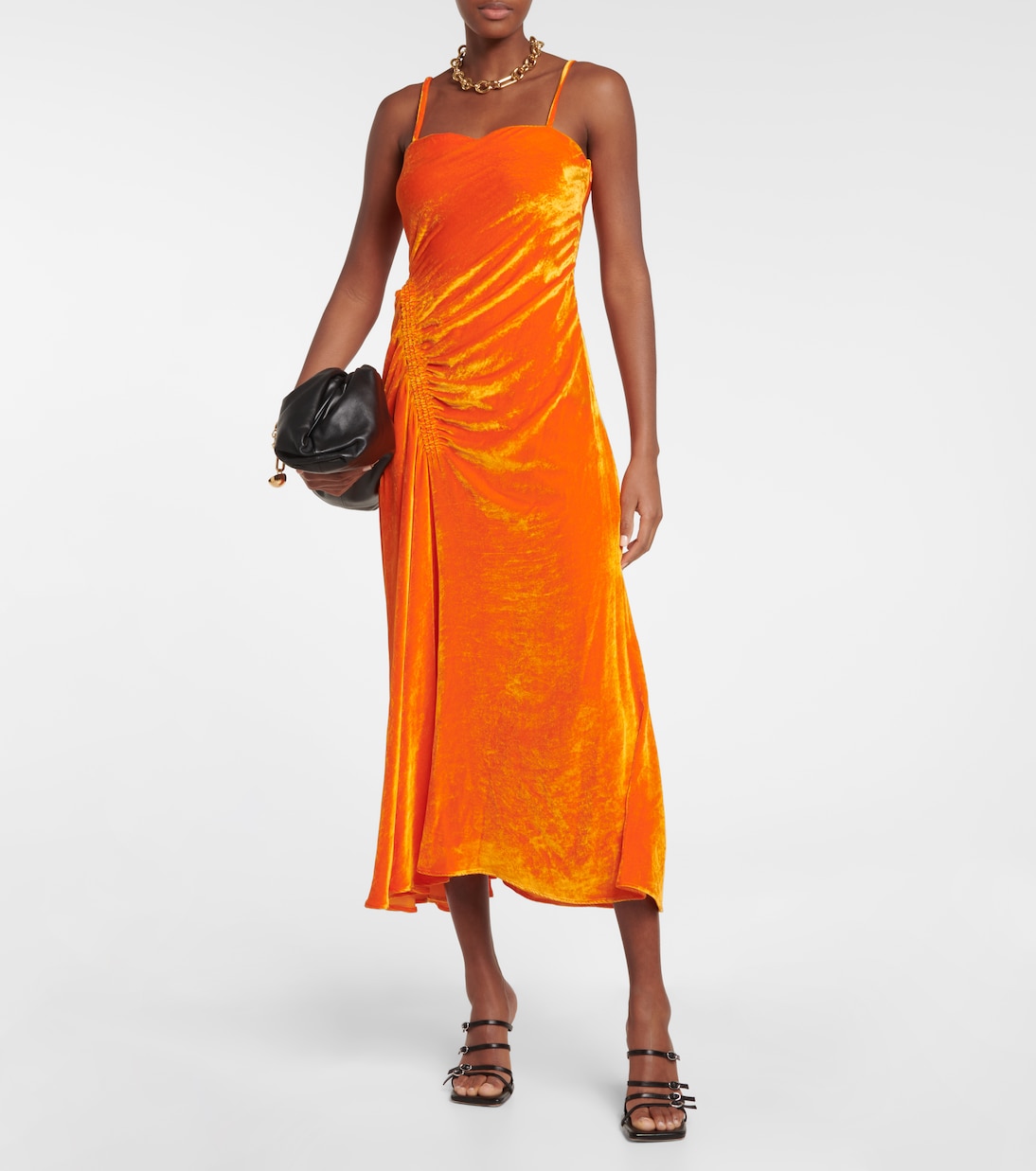 Ruched velvet midi dress | Proenza Schouler
