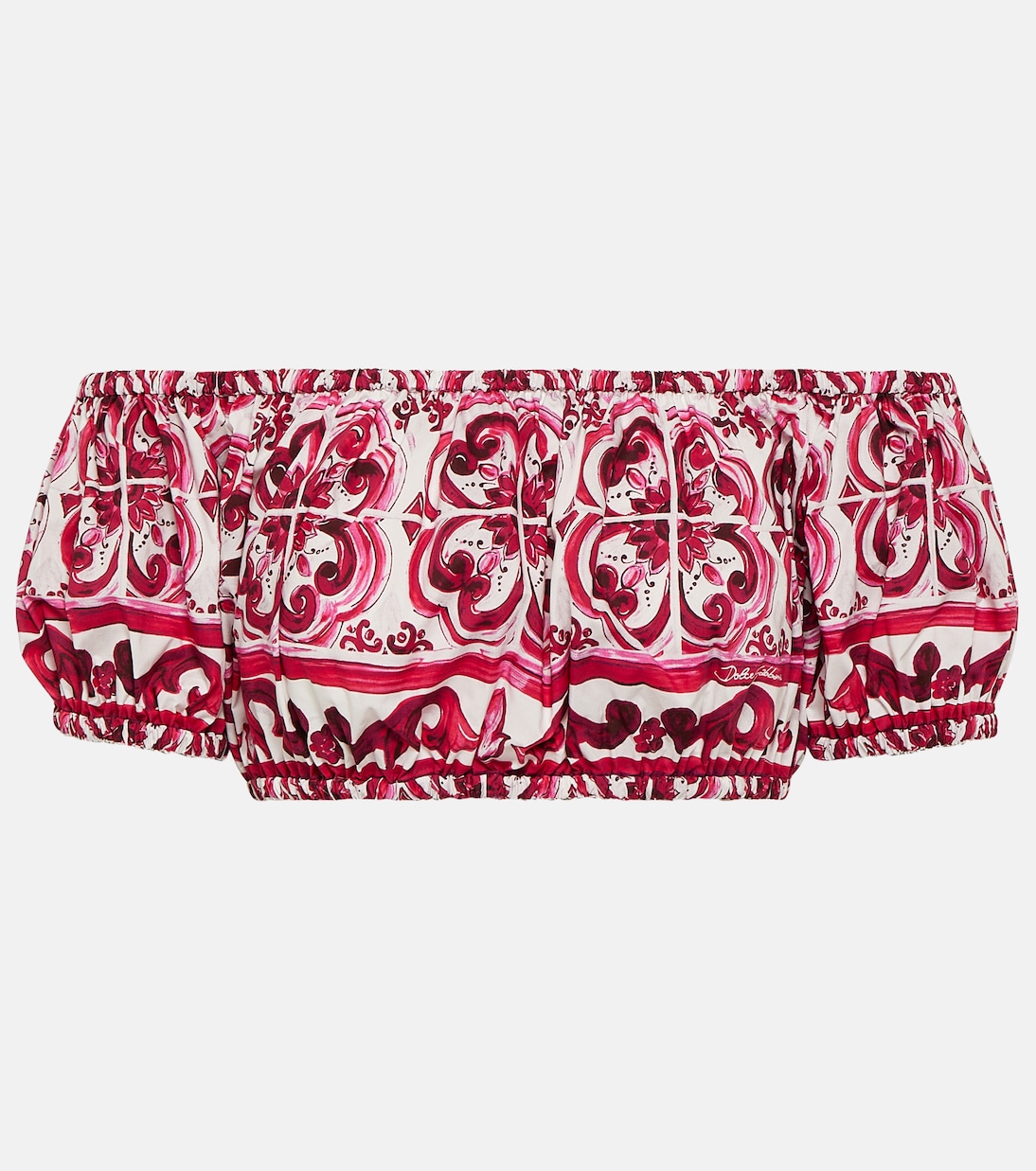 Crop top asimétrico de algodón estampado | Dolce&Gabbana
