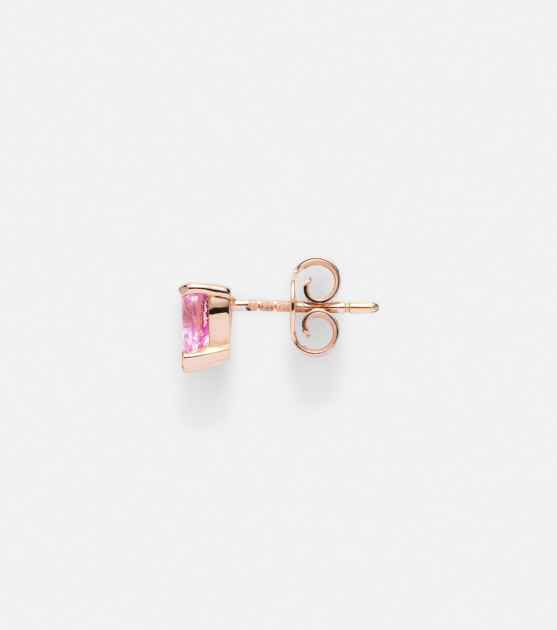 Orecchino unico ROXANNE in oro rosa 14kt con zaffiro rosa, stile giovane e moderno