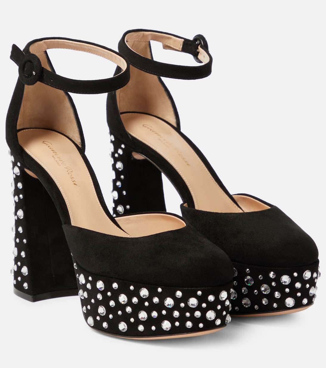 Pumps Crystal Holly D'Orsay in suede con plateau | Gianvito Rossi