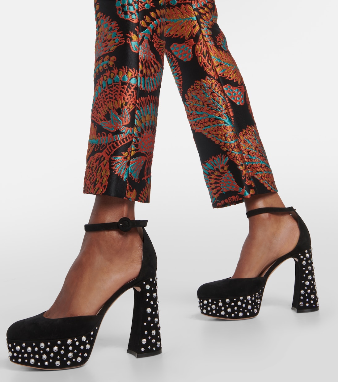 Pumps Crystal Holly D'Orsay in suede con plateau | Gianvito Rossi
