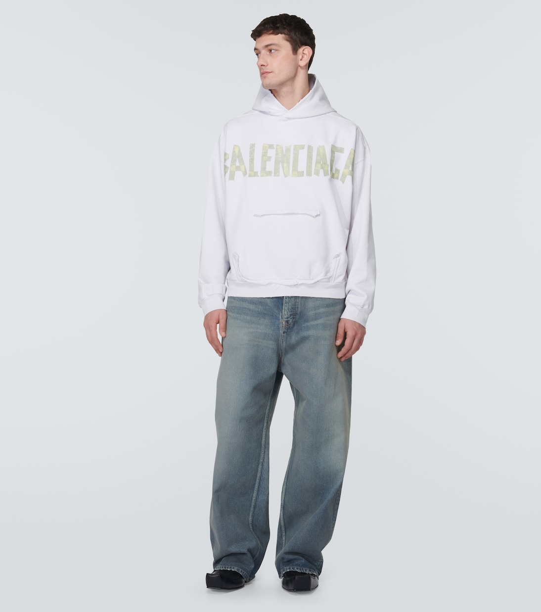 Hoodie Tape Type Ripped aus Fleece | Balenciaga
