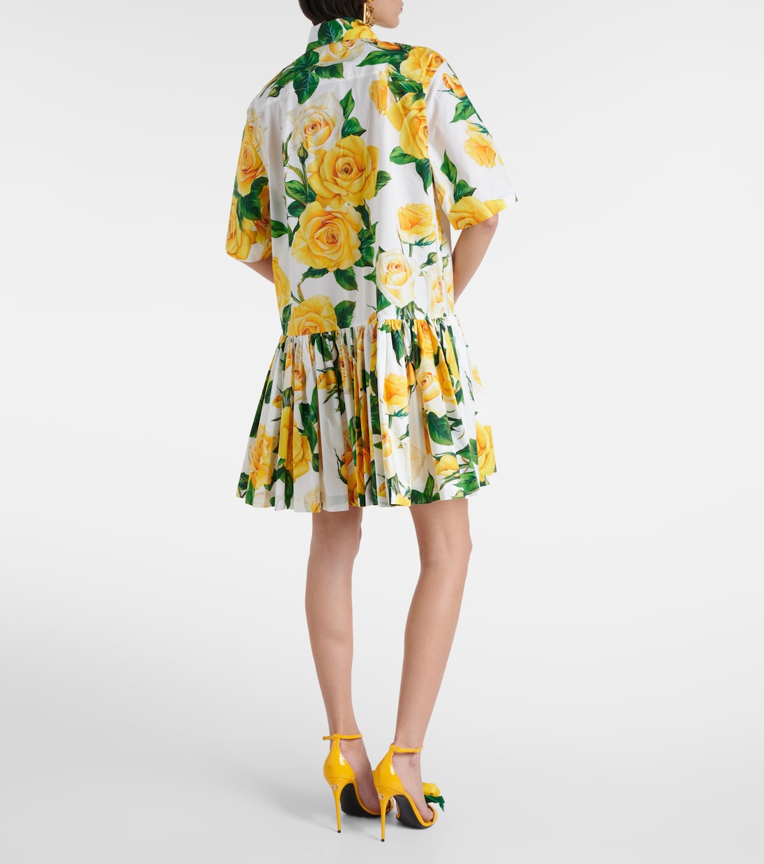 Abito chemisier in cotone a fiori | Dolce&Gabbana