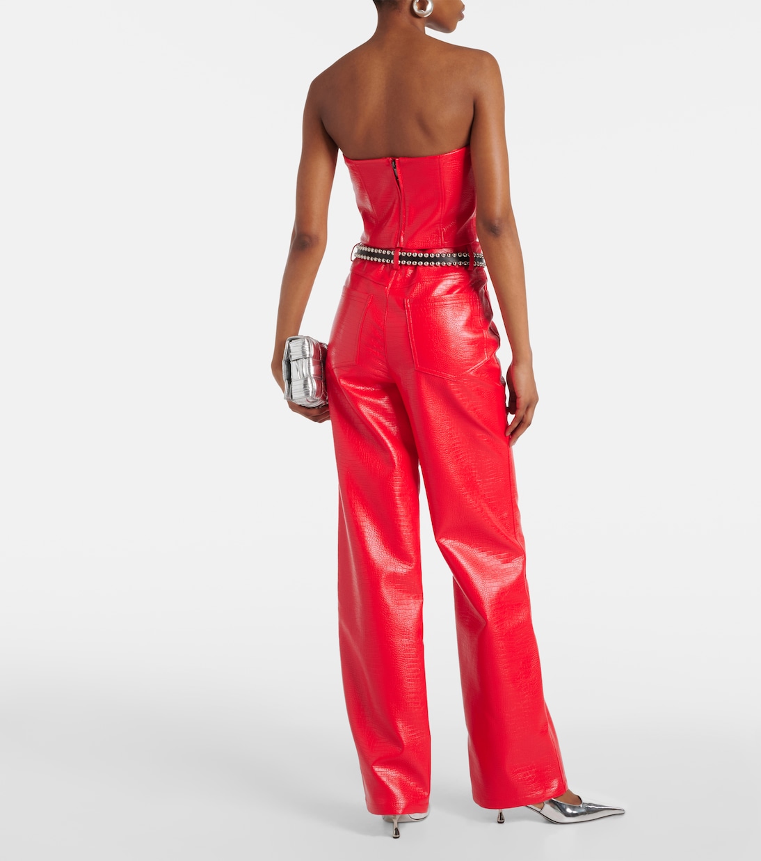 Croc-effect faux leather crop top | Rotate