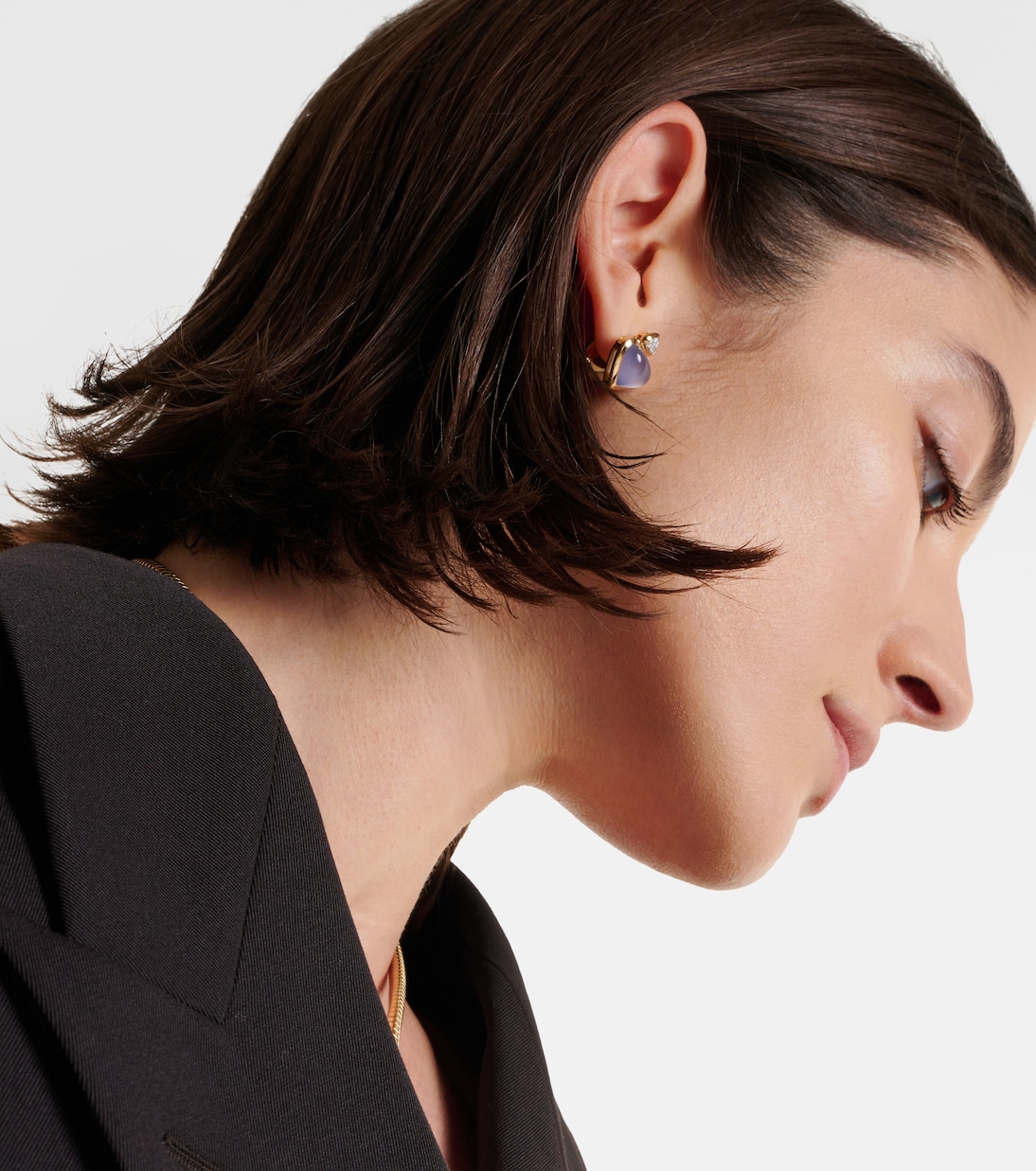 Boucles d'oreilles Trisolina en or 18 ct, calcédoine bleue et diamants | Marina B