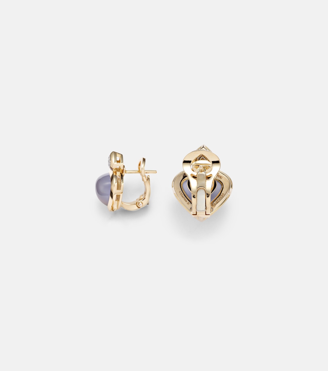 Boucles d'oreilles Trisolina en or 18 ct, calcédoine bleue et diamants | Marina B