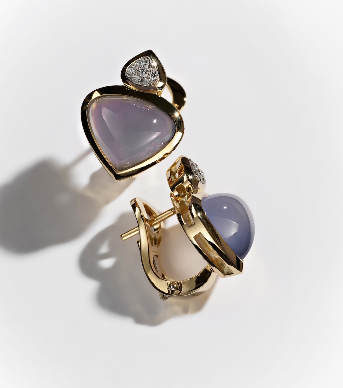 Boucles d'oreilles Trisolina en or 18 ct, calcédoine bleue et diamants | Marina B
