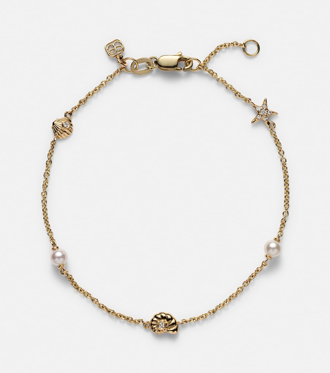 Bracelet Shells en or 14 ct, diamants et perles d'eau douce | Sydney Evan