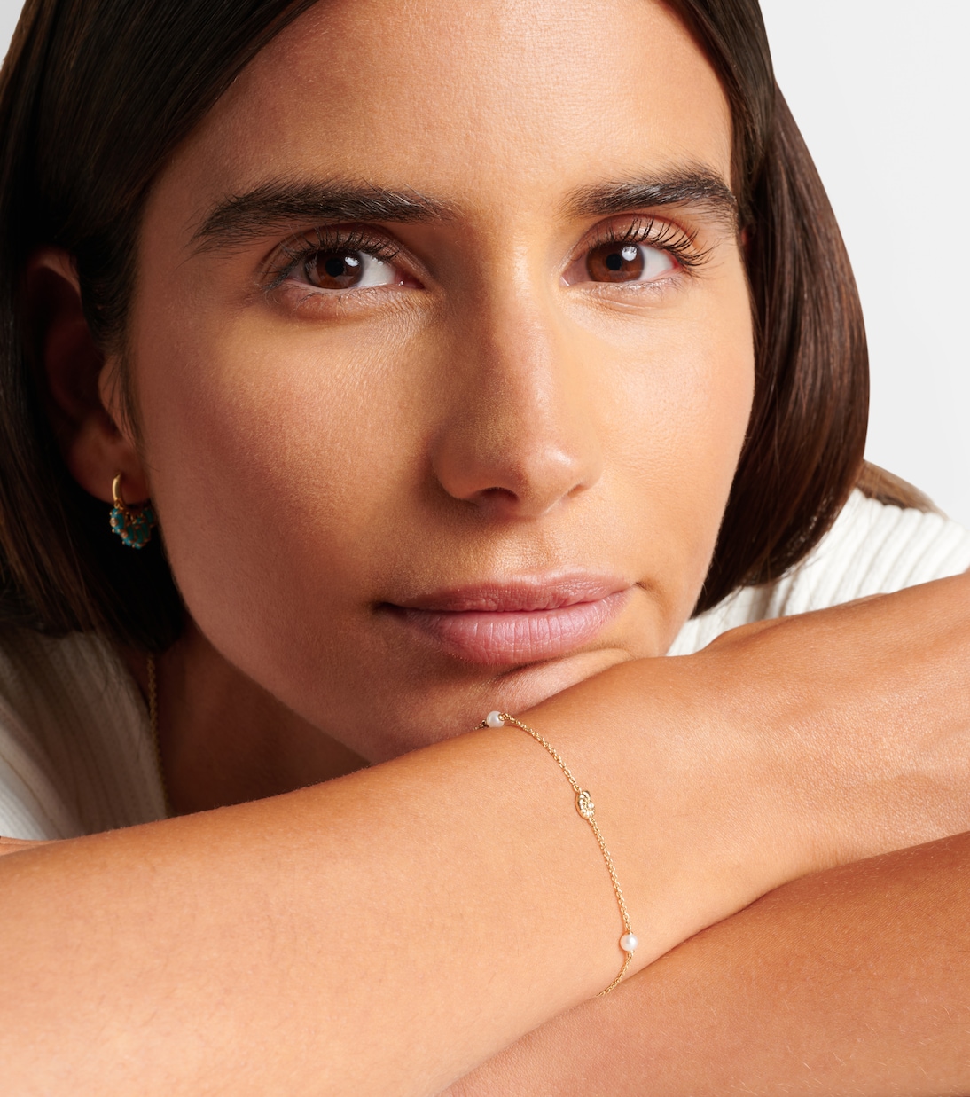 Bracelet Shells en or 14 ct, diamants et perles d'eau douce | Sydney Evan