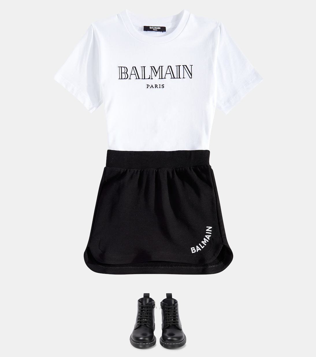 Falda de mezcla de algodón con logo | Balmain Kids