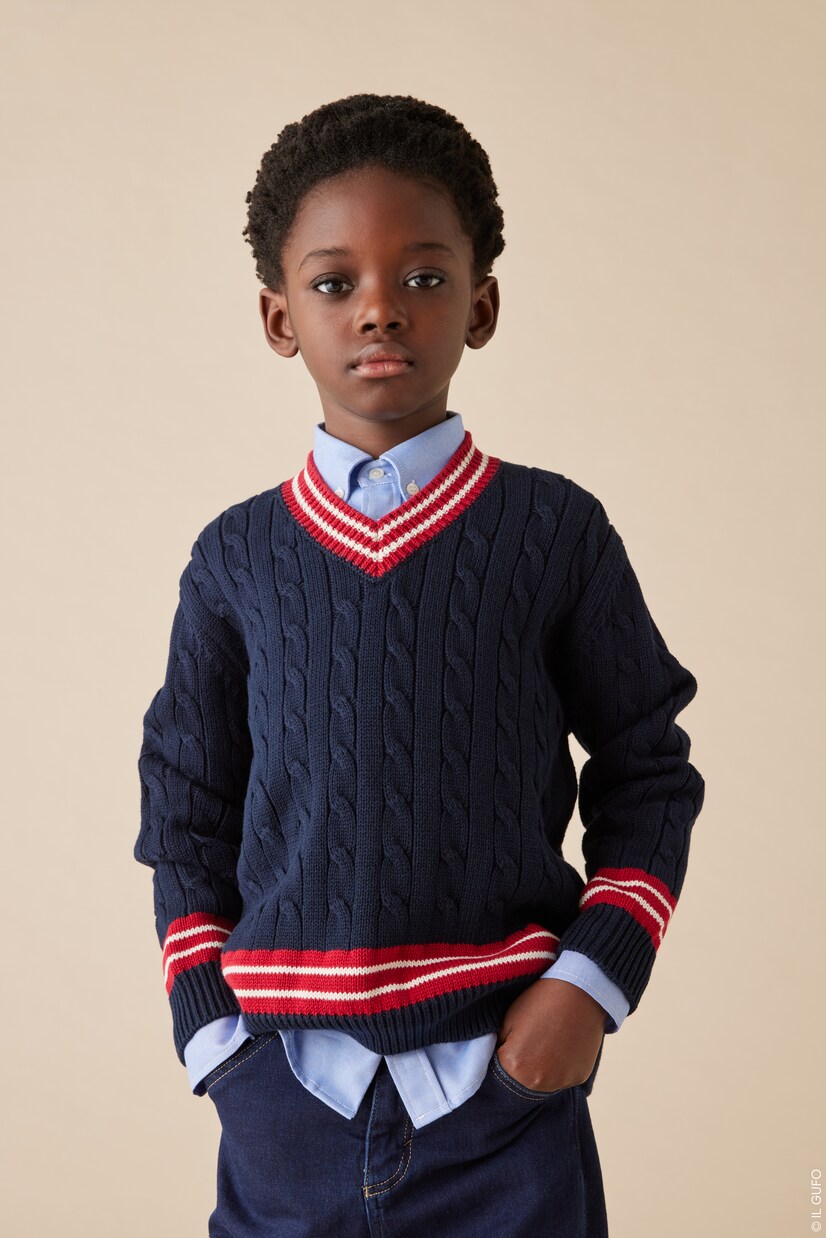 Pullover in cotone a trecce | Il Gufo