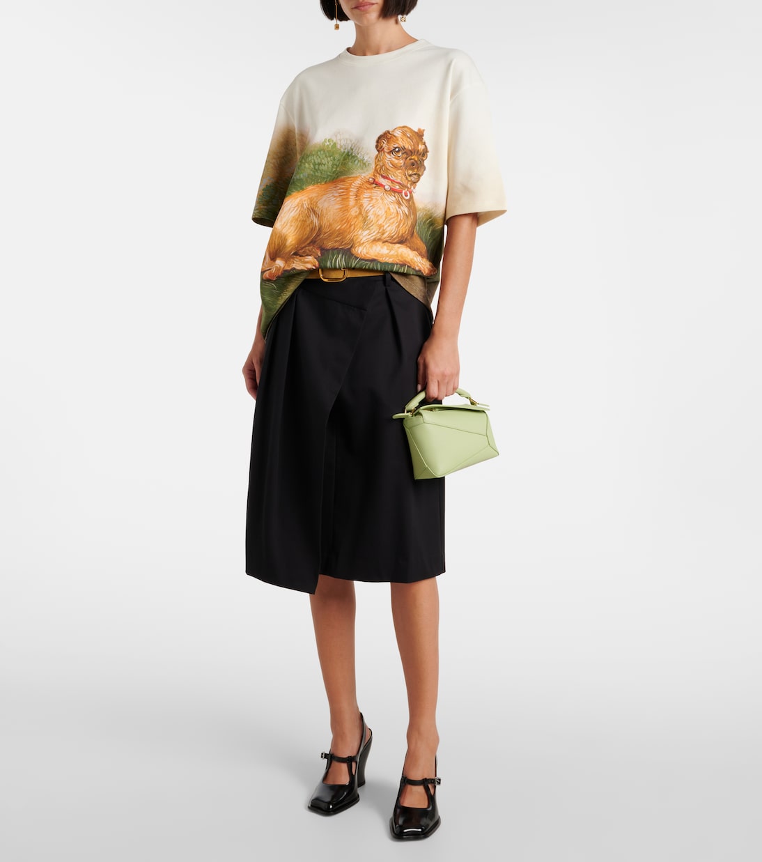Falda midi envolvente de algodón y seda | Loewe