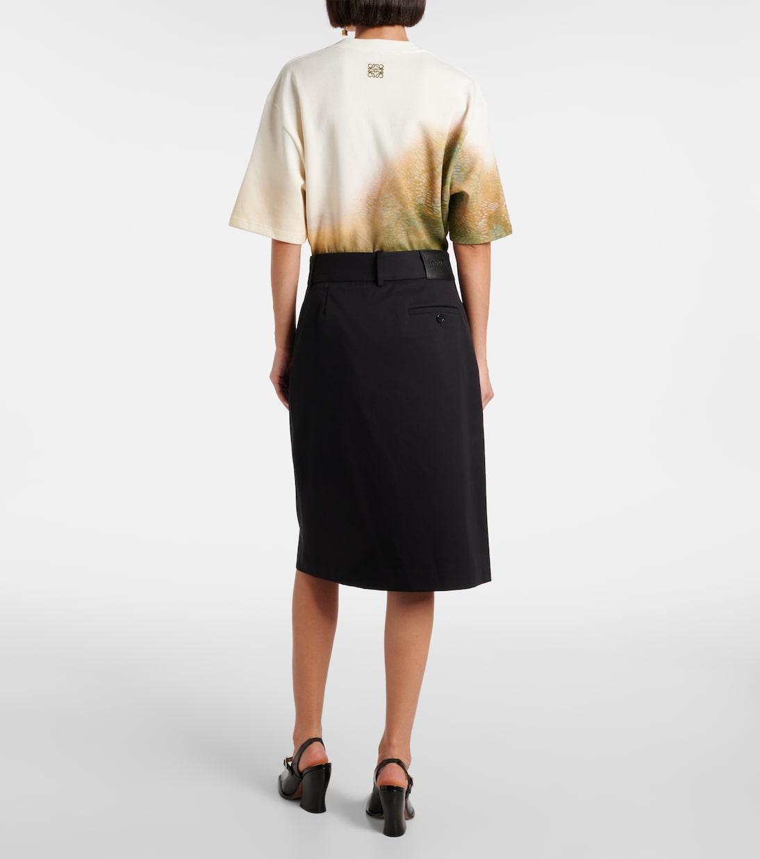 Falda midi envolvente de algodón y seda | Loewe