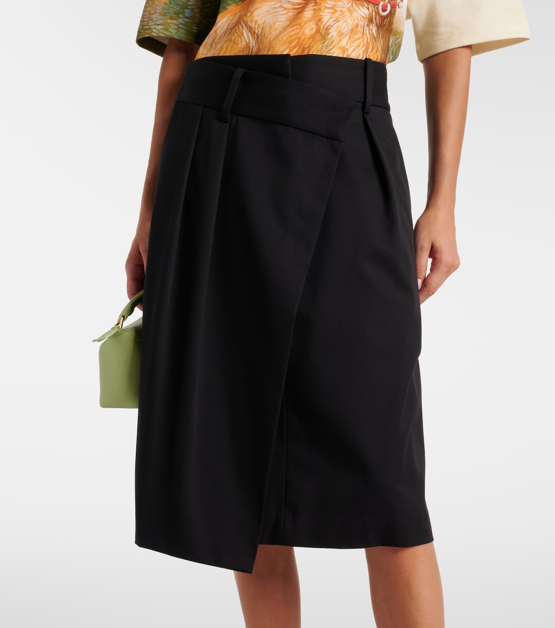 Falda midi envolvente de algodón y seda | Loewe