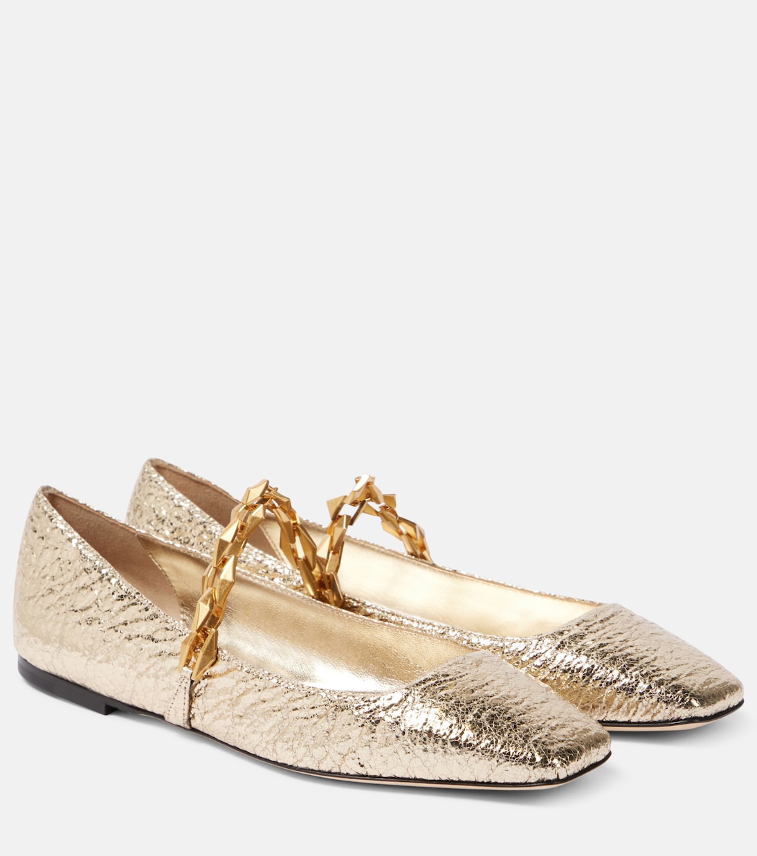 Diamond Tilda metallic leather Mary Jane flats | Jimmy Choo