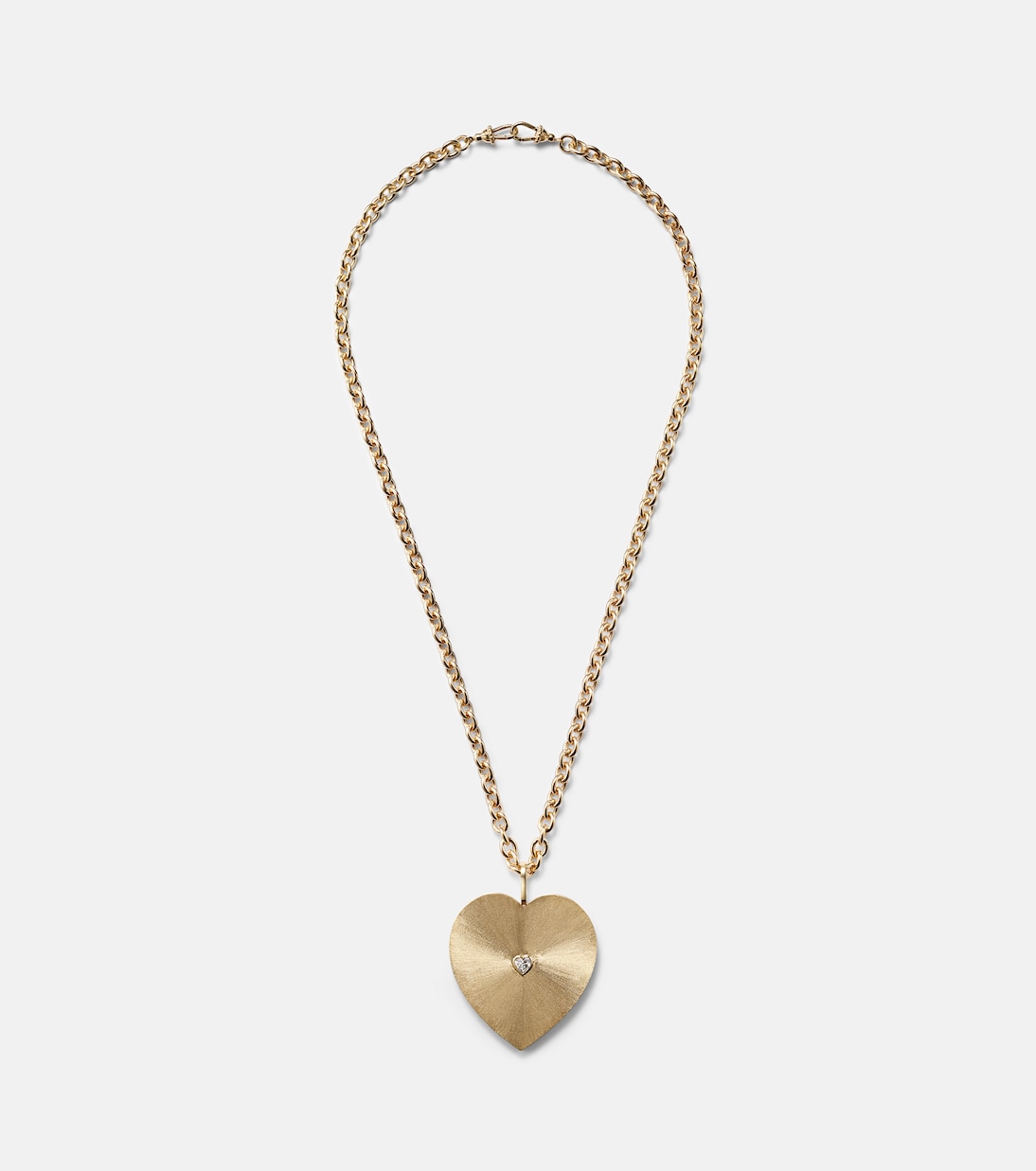 Collana pendente in oro giallo 18kt con diamante, design moderno per giovani - MARIE LICHTENBERG Heart Jumbo