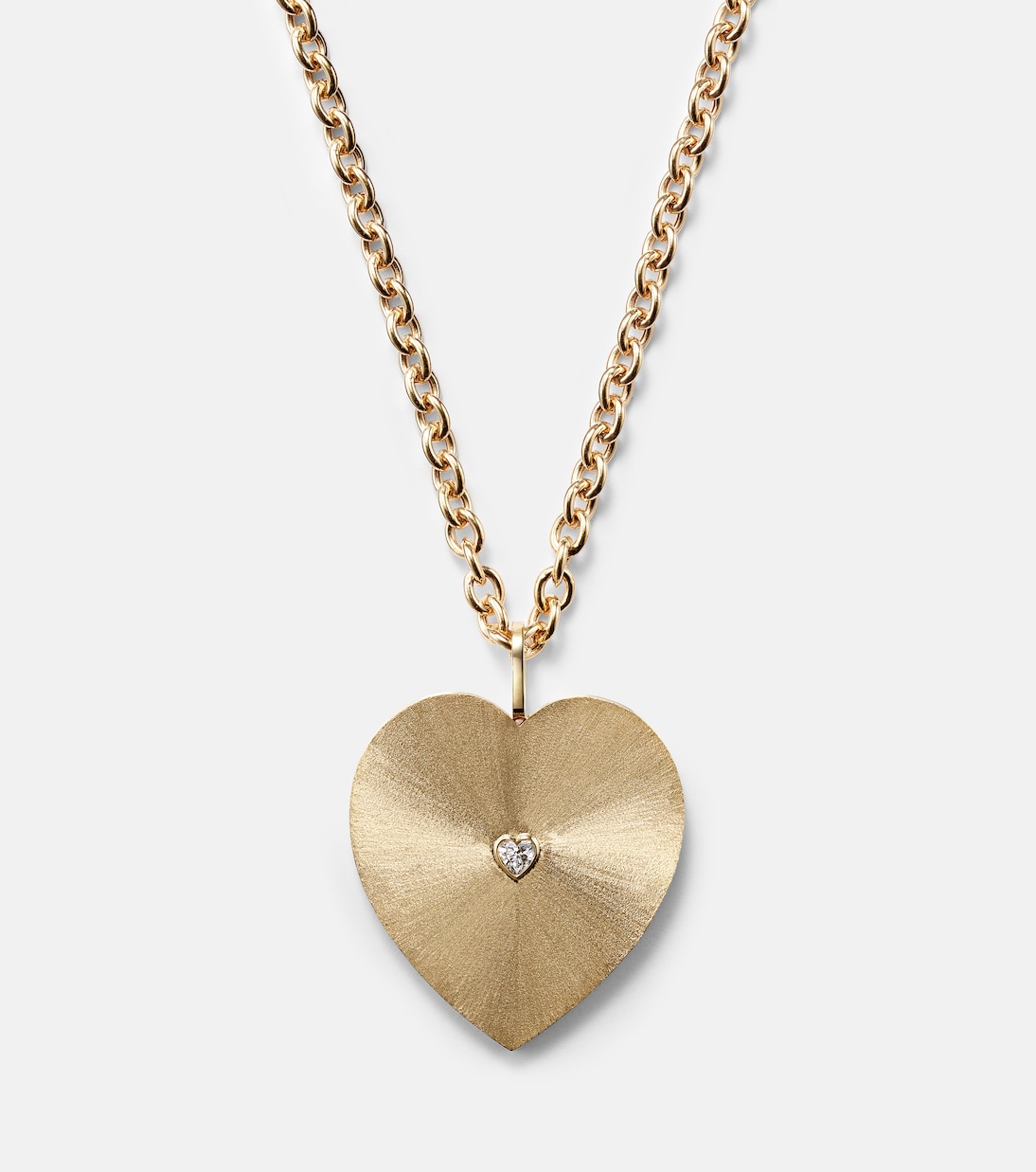 Collana pendente in oro giallo 18kt con diamante, design moderno per giovani - MARIE LICHTENBERG Heart Jumbo