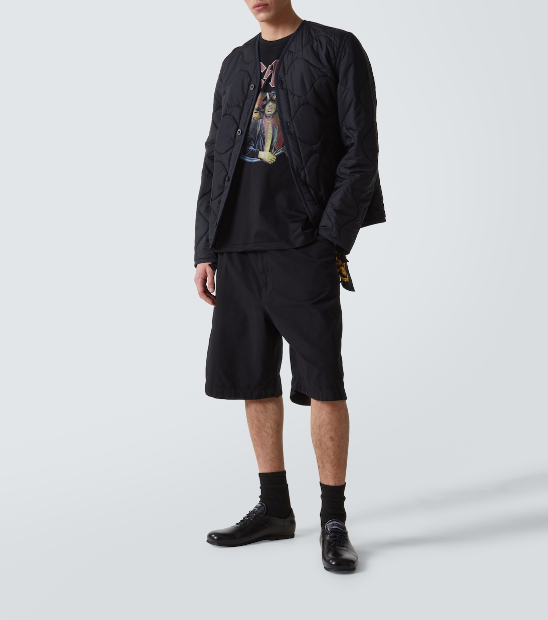 AC/DC printed caped cotton jersey T-shirt | Junya Watanabe