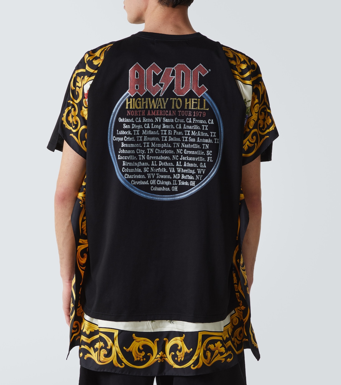 AC/DC printed caped cotton jersey T-shirt | Junya Watanabe