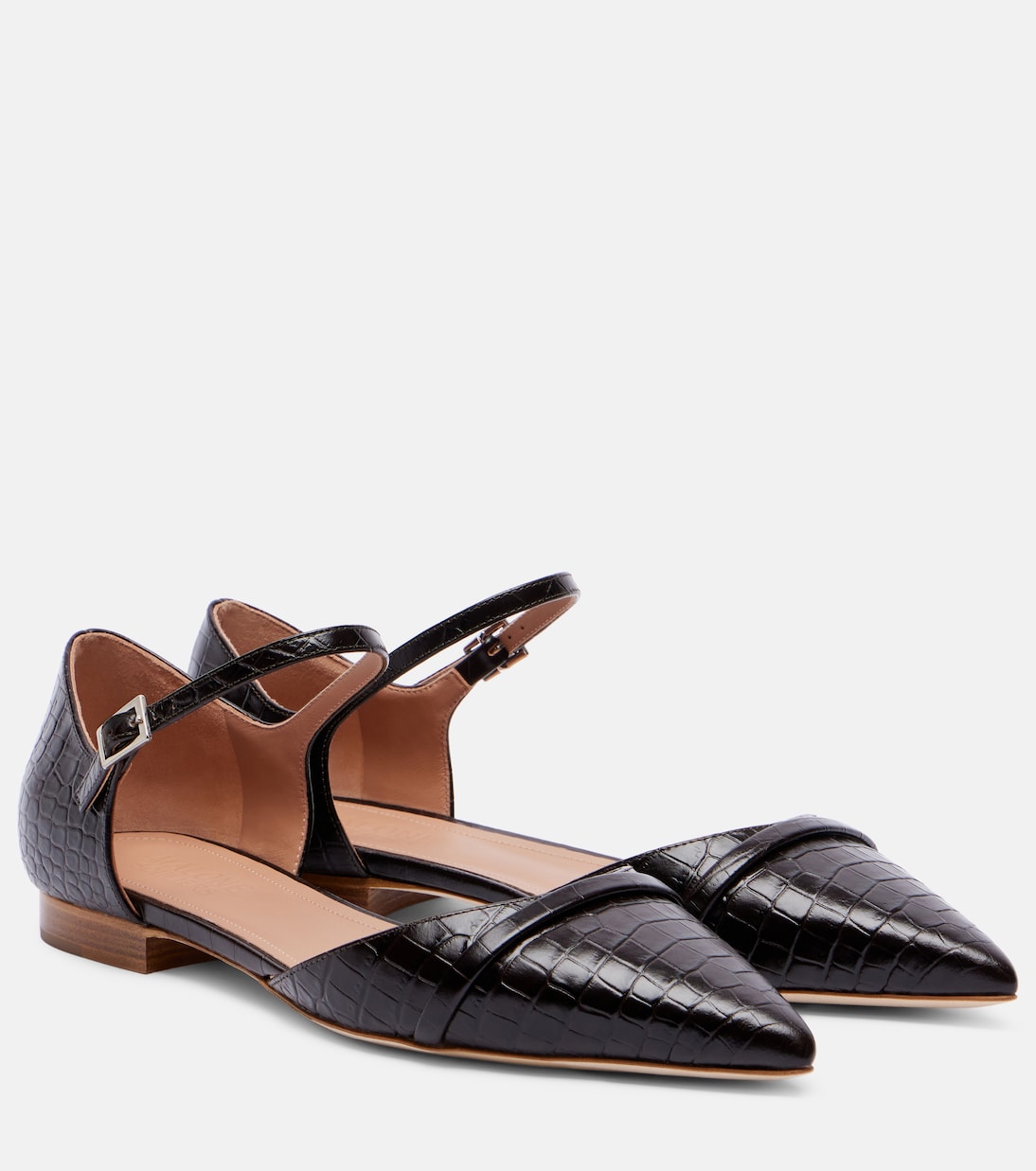 Ulla croc-effect leather flats  | Malone Souliers